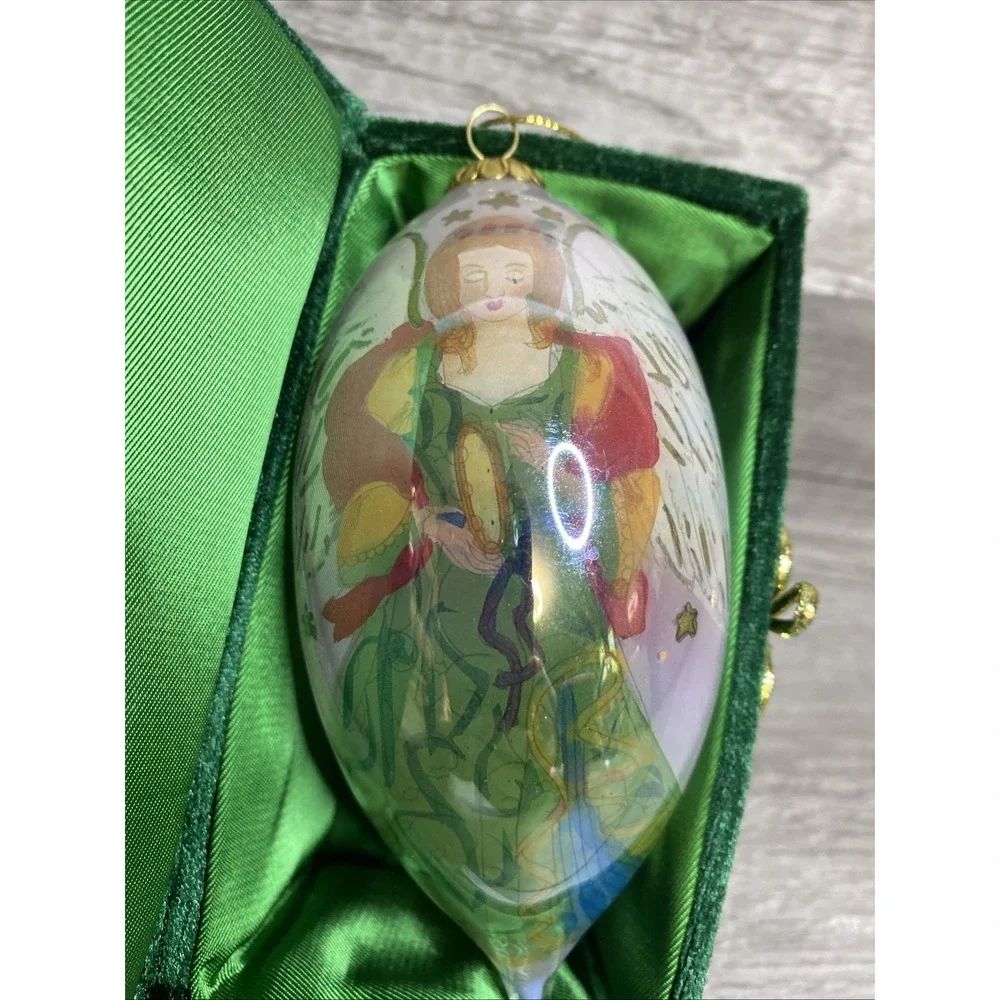 PIER 1 Li Bien ANGEL Tear Drop Glass 2009 Christmas Ornament with Box Hand Paint